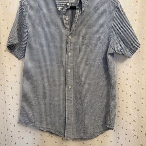 Brooks Navy and White Checkered Casual Shirt